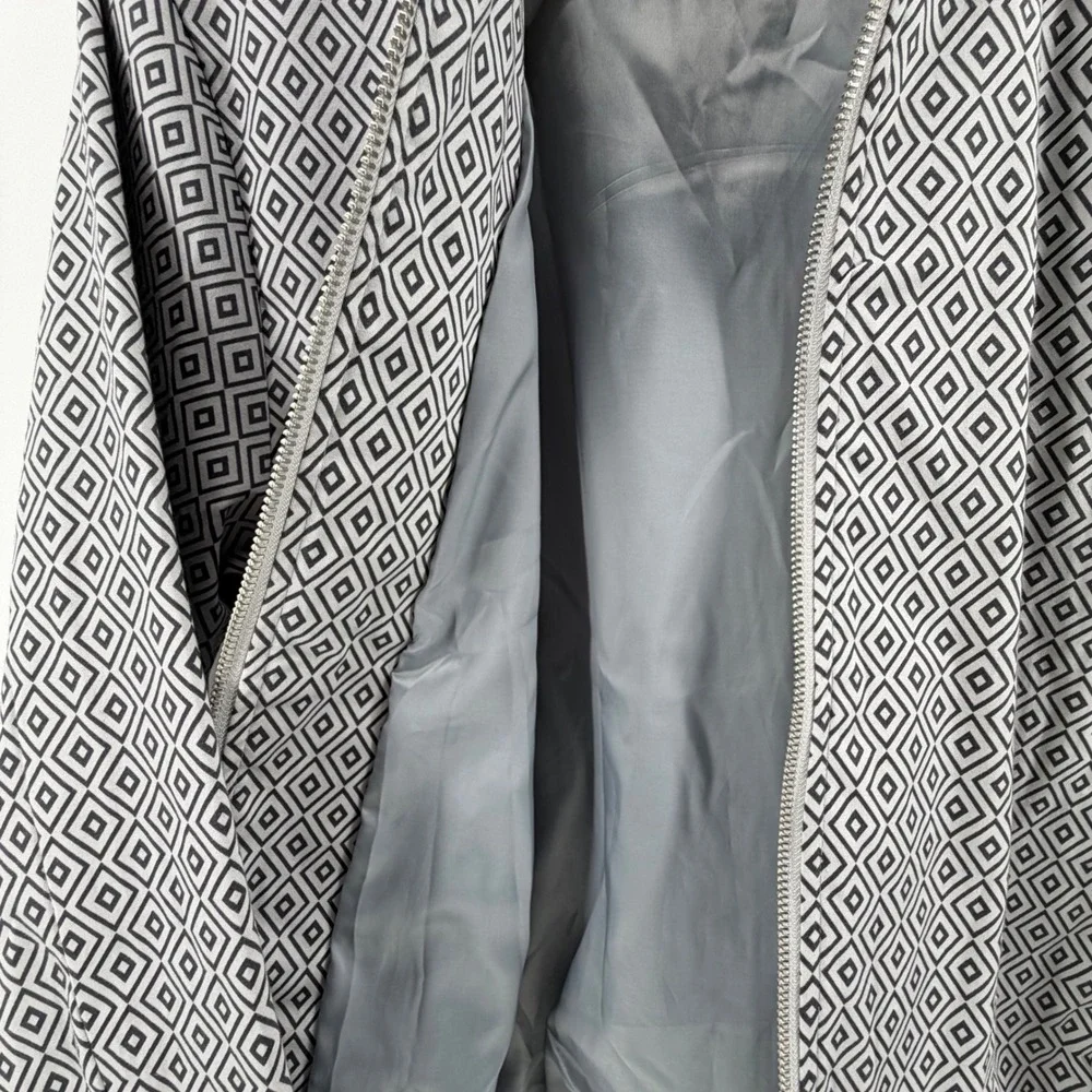 JF J Ferrar Mens Bomber Jacket Geometric Print‎ Full Zip Gray Casual Outerwear